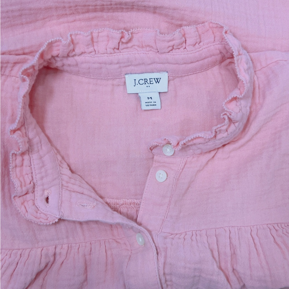 J. Crew Light Pink Ruffle Sleeveless Button Soft Cotton Blouse Medium Women’s - Picture 16 of 16